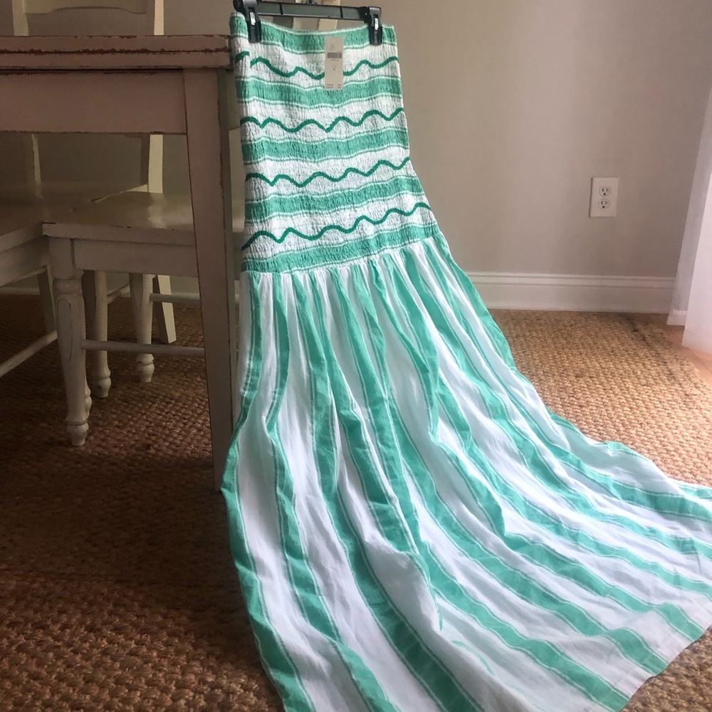 New w Tag: Celandine Strapless Smocked Drop-Waist Midi Dress. Size Medium - Picture 12 of 16